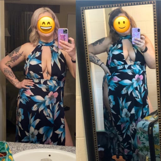 70 lbs Weight Loss Before and After 5'10 Female 275 lbs to 205 lbs
