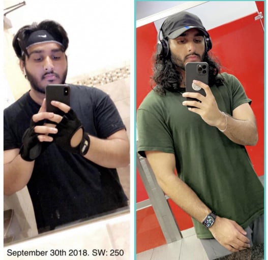 82 lbs Weight Loss Before and After 5 foot 11 Male 250 lbs to 168 lbs