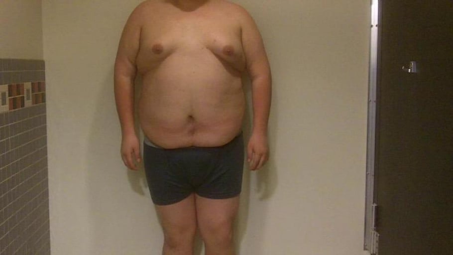 A progress pic of a 5'11" man showing a snapshot of 308 pounds at a height of 5'11
