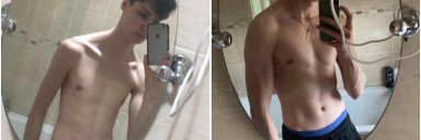 Before and After 24 lbs Muscle Gain 6 feet 1 Male 123 lbs to 147 lbs