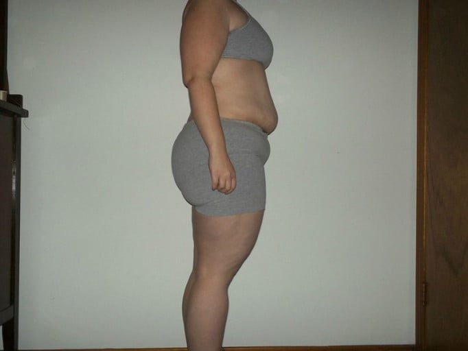 A picture of a 4'11" female showing a snapshot of 155 pounds at a height of 4'11