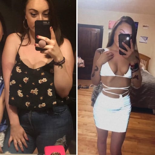 37 lbs Weight Loss Before and After 5 feet 10 Female 180 lbs to 143 lbs