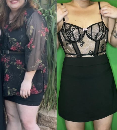 Before and After 53 lbs Weight Loss 5 foot 3 Female 215 lbs to 162 lbs