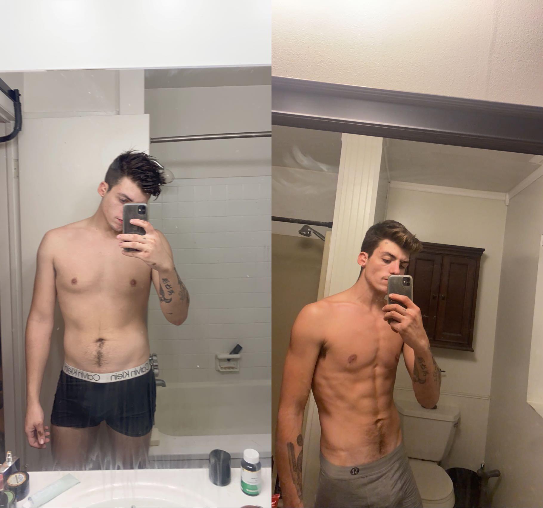 Before and After 48 lbs Fat Loss 6 foot 4 Male 240 lbs to 192 lbs