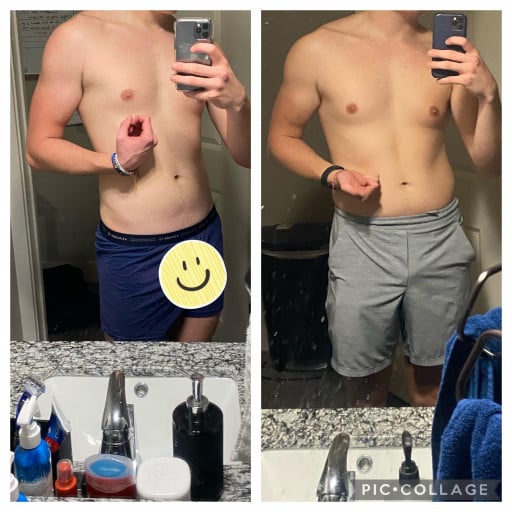 6 feet 2 Male Before and After 25 lbs Weight Gain 160 lbs to 185 lbs