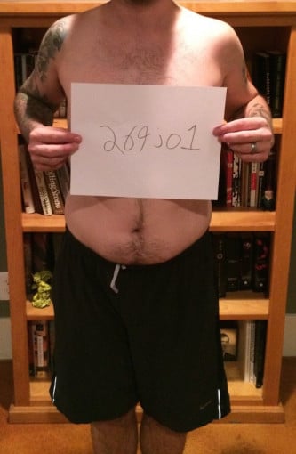 A before and after photo of a 5'6" male showing a snapshot of 138 pounds at a height of 5'6