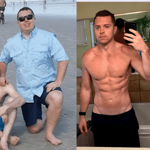 Before and After 70 lbs Weight Loss 6 foot Male 245 lbs to 175 lbs
