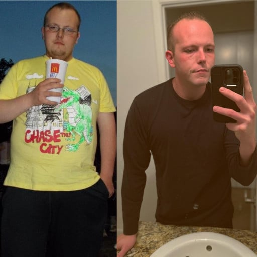 5 foot 11 Male Before and After 120 lbs Fat Loss 300 lbs to 180 lbs