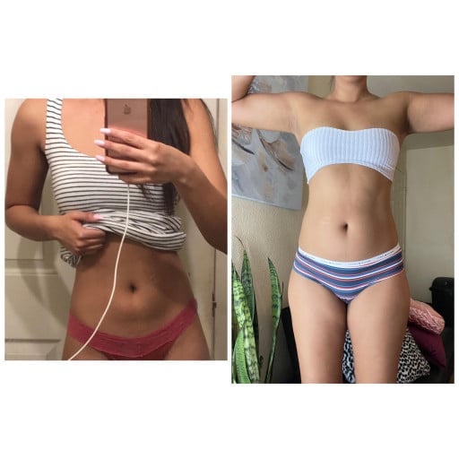 Before and After 63 lbs Muscle Gain 5'9 Female 125 lbs to 188 lbs