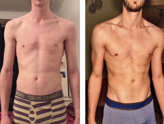 6 foot 2 Male Progress Pics of 33 lbs Muscle Gain 137 lbs to 170 lbs