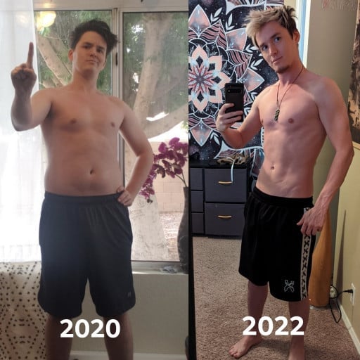 A picture of a 5'8" male showing a weight loss from 188 pounds to 135 pounds. A respectable loss of 53 pounds.