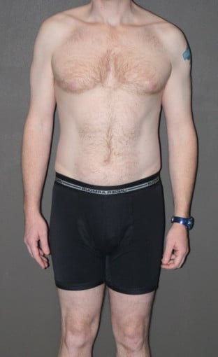 A progress pic of a 5'10" man showing a snapshot of 165 pounds at a height of 5'10