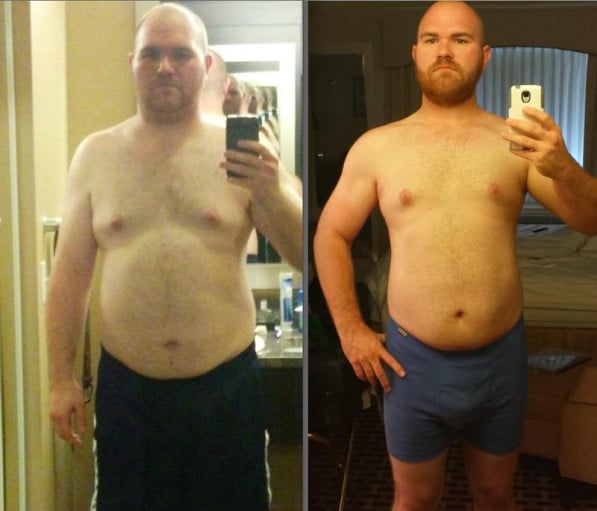 A picture of a 6'4" male showing a weight loss from 270 pounds to 249 pounds. A total loss of 21 pounds.