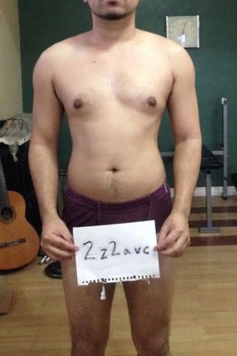 A picture of a 5'4" male showing a snapshot of 133 pounds at a height of 5'4