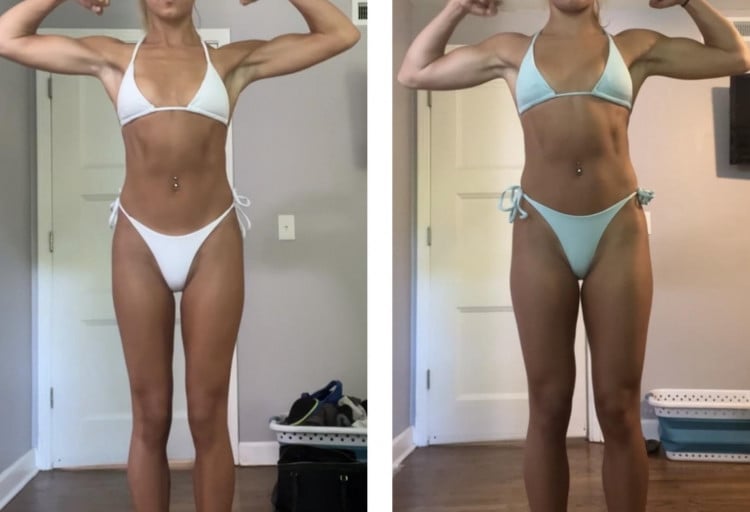 Before and After 12 lbs Weight Gain 5'6 Female 120 lbs to 132 lbs
