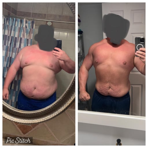 Before and After 131 lbs Weight Loss 5 feet 10 Male 410 lbs to 279 lbs