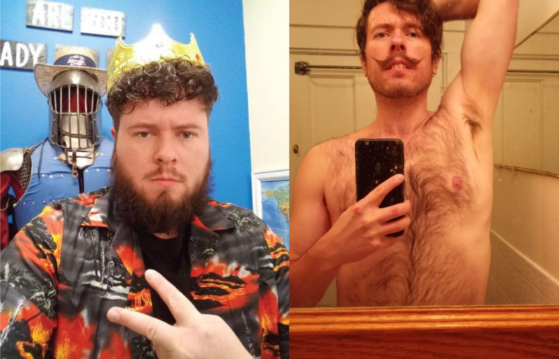 A progress pic of a 6'3" man showing a fat loss from 278 pounds to 185 pounds. A total loss of 93 pounds.