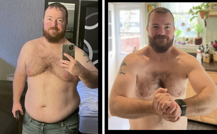 5 feet 6 Male Before and After 75 lbs Fat Loss 285 lbs to 210 lbs