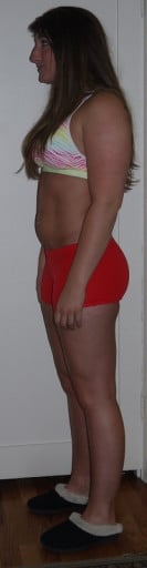 A picture of a 5'2" female showing a snapshot of 141 pounds at a height of 5'2