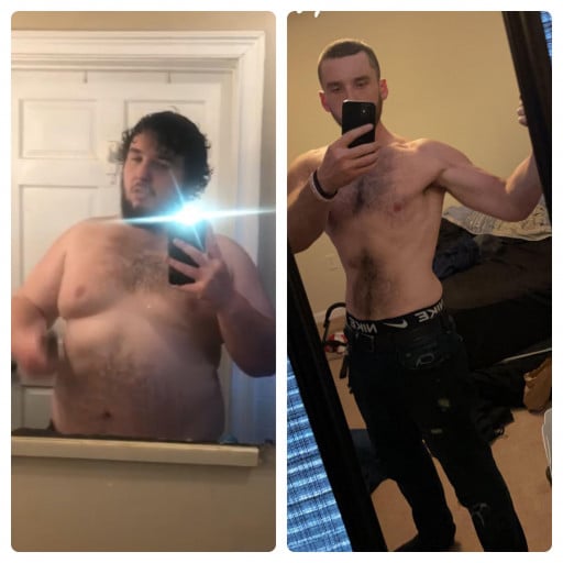 125 lbs Fat Loss Before and After 5'11 Male 305 lbs to 180 lbs
