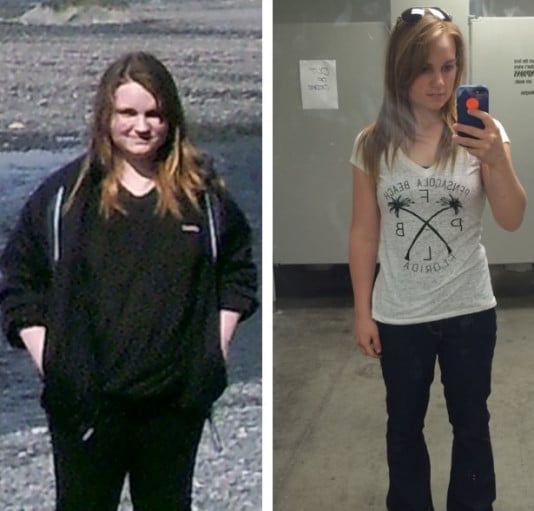 A picture of a 5'1" female showing a weight loss from 170 pounds to 109 pounds. A respectable loss of 61 pounds.