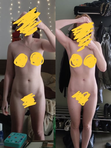 5'6 Female Before and After 14 lbs Weight Loss 139 lbs to 125 lbs