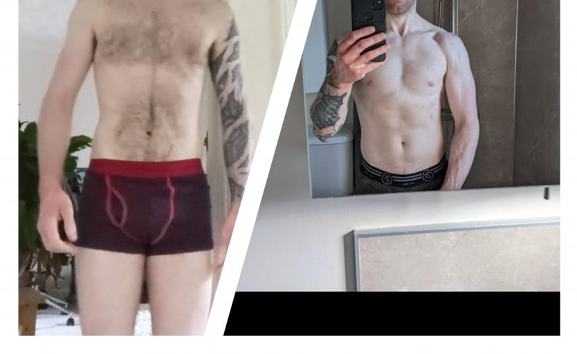 Progress Pics of 7 lbs Muscle Gain 5'5 Male 117 lbs to 124 lbs