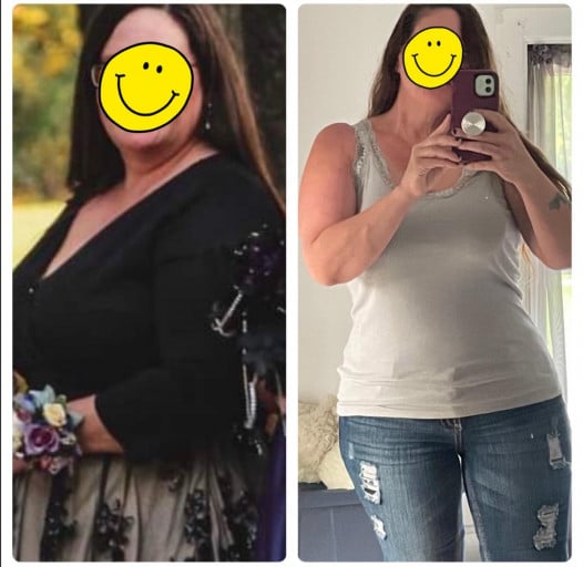 5 feet 3 Female Progress Pics of 52 lbs Fat Loss 254 lbs to 202 lbs