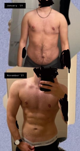30 lbs Fat Loss Before and After 5'6 Male 171 lbs to 141 lbs