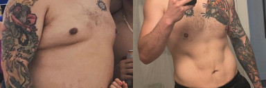 Before and After 150 lbs Fat Loss 6'2 Male 370 lbs to 220 lbs