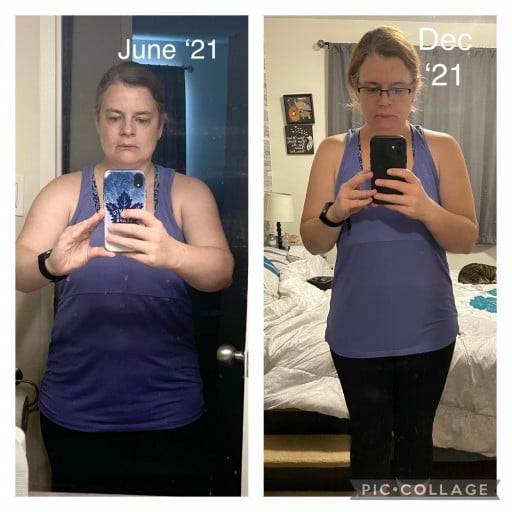 F/37/5’3” [178lbs>165lbs=13lbs] 6 months in. But I’ve lost 16.5 inches all over. I workout 4-5 days a week lifting weights. My weight constantly fluctuates so I’m not ‘losing’ the lbs but I’ve lost a decent amount of inches. That’s still progress right? Feeling down about the weight part.