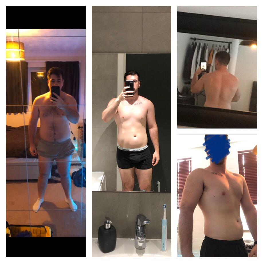 6 foot Male Before and After 30 lbs Fat Loss 240 lbs to 210 lbs