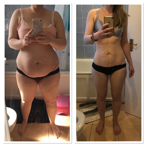Before and After 72 lbs Fat Loss 5 feet 5 Female 205 lbs to 133 lbs