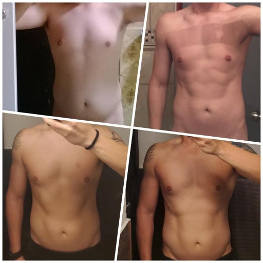 Before and After 30 lbs Weight Loss 5 feet 7 Male 165 lbs to 135 lbs