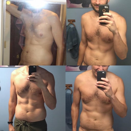 Before and After 23 lbs Weight Loss 6 feet 5 Male 238 lbs to 215 lbs
