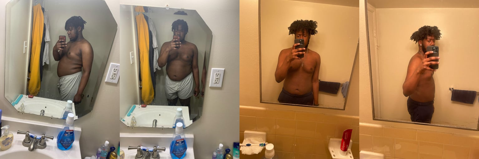 Before and After 47 lbs Fat Loss 6'1 Male 256 lbs to 209 lbs