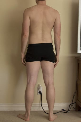 A before and after photo of a 5'10" male showing a snapshot of 170 pounds at a height of 5'10