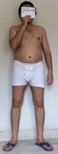 A progress pic of a 5'5" man showing a snapshot of 145 pounds at a height of 5'5