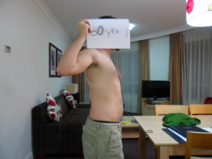 A picture of a 5'8" male showing a snapshot of 168 pounds at a height of 5'8