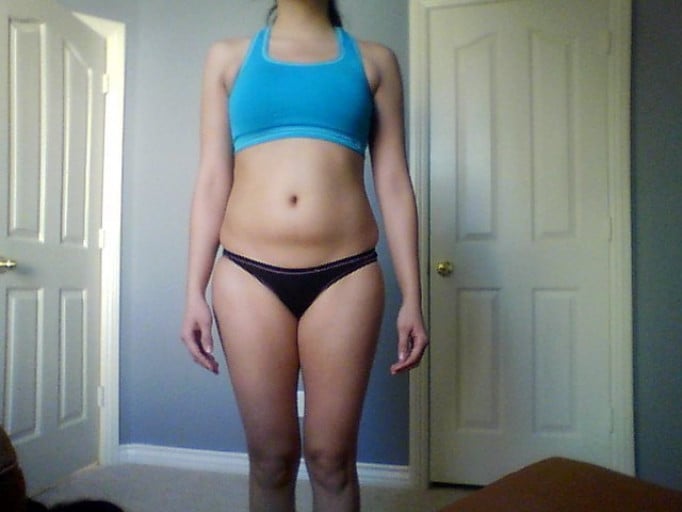 A picture of a 5'3" female showing a snapshot of 127 pounds at a height of 5'3