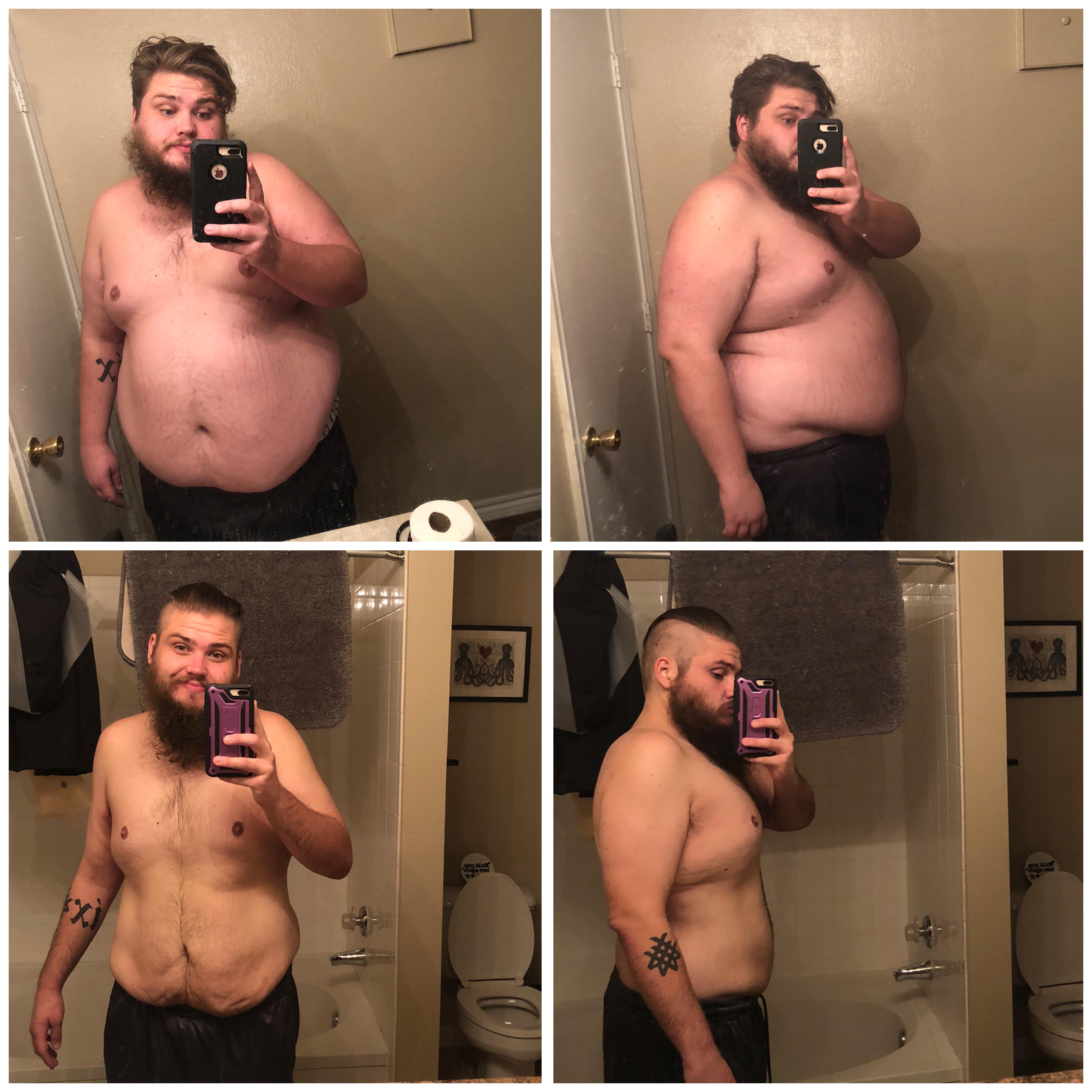 6 foot Male 125 lbs Fat Loss Before and After 375 lbs to 250 lbs