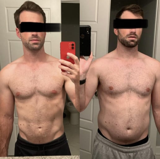 Before and After 20 lbs Weight Loss 5 feet 9 Male 175 lbs to 155 lbs