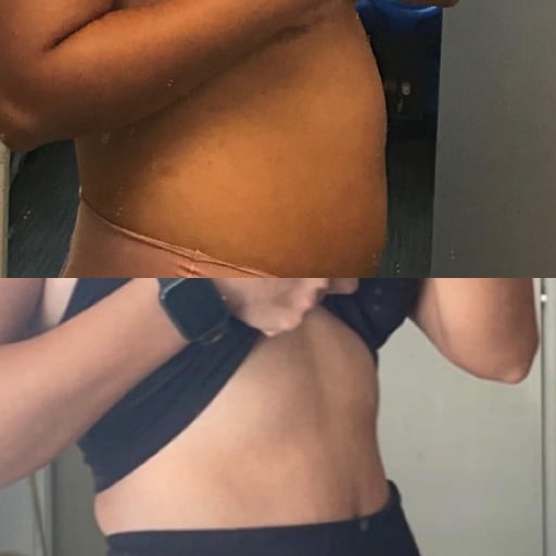 5'2 Female Before and After 21 lbs Fat Loss 138 lbs to 117 lbs