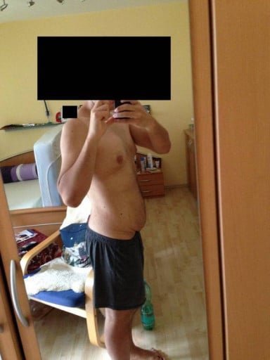 A progress pic of a 5'7" man showing a weight cut from 238 pounds to 167 pounds. A net loss of 71 pounds.