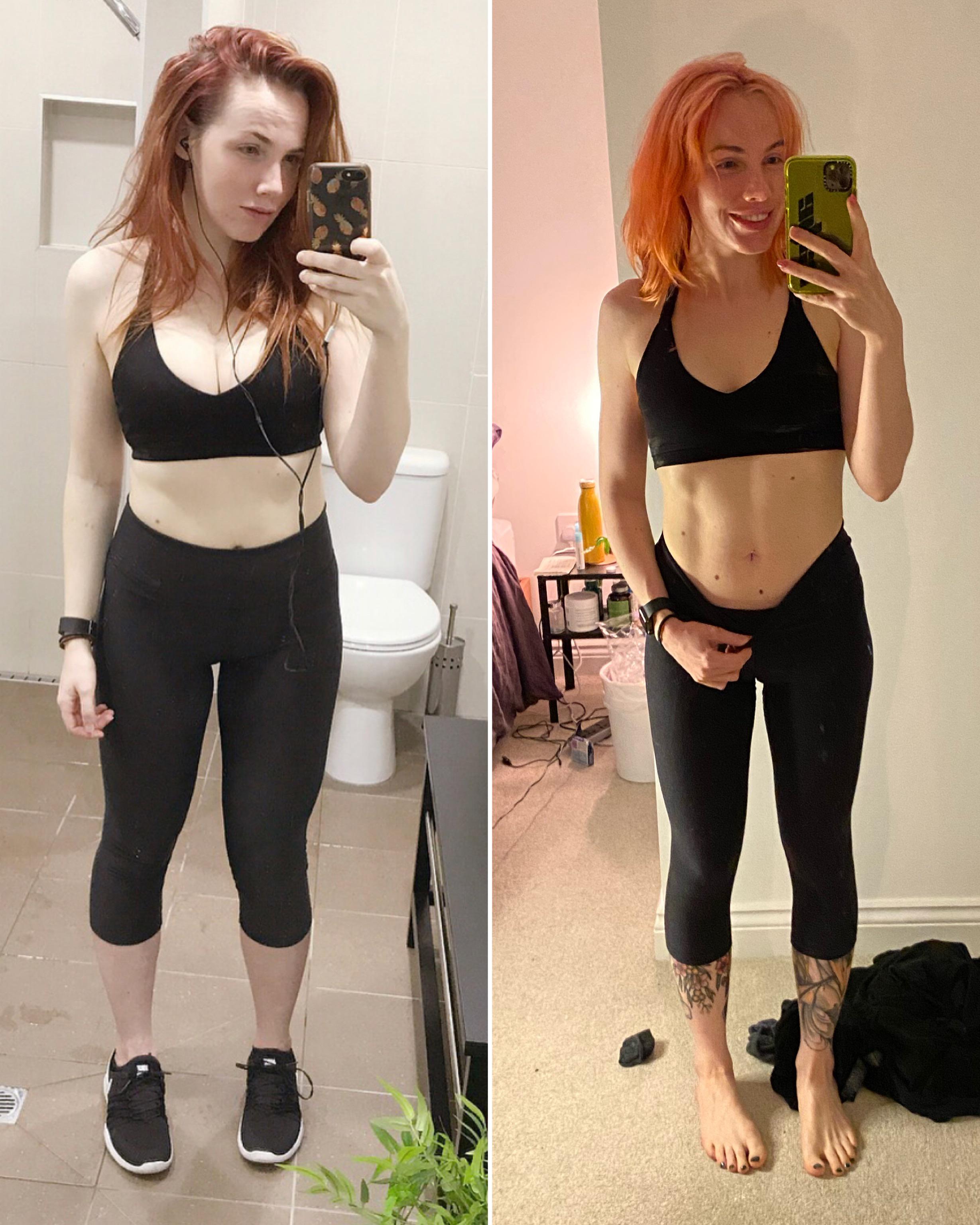 20 lbs Fat Loss Before and After 5'3 Female 139 lbs to 119 lbs