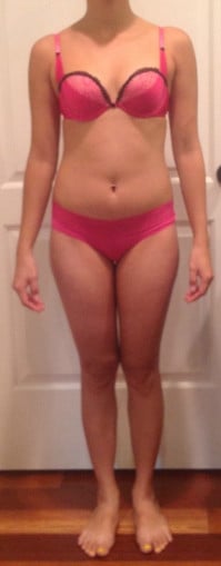 A progress pic of a 5'1" woman showing a snapshot of 106 pounds at a height of 5'1