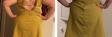 5'11 Female Before and After 36 lbs Fat Loss 335 lbs to 299 lbs
