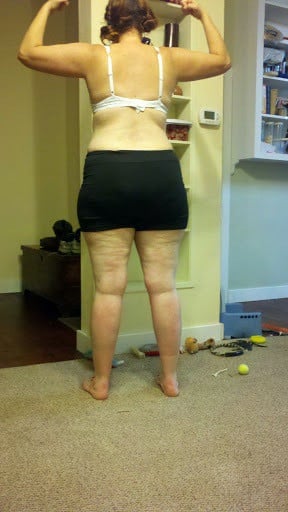 A picture of a 5'8" female showing a snapshot of 201 pounds at a height of 5'8