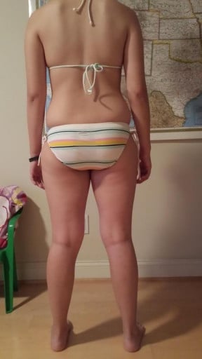A progress pic of a 5'3" woman showing a snapshot of 127 pounds at a height of 5'3