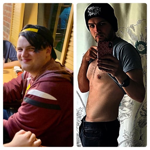 M/22/5’10” [220lbs-173lbs=47lbs] Progress over the past two years! (9 months weight loss; then maintenance/building muscle)